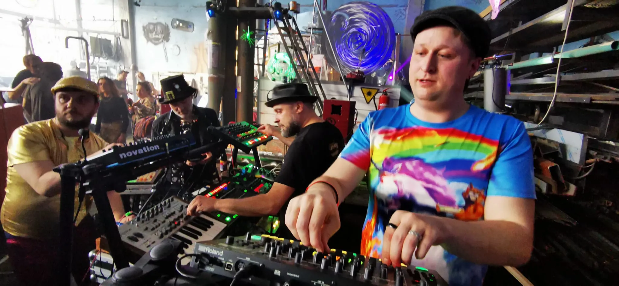 Live set at a crowded indoor venue